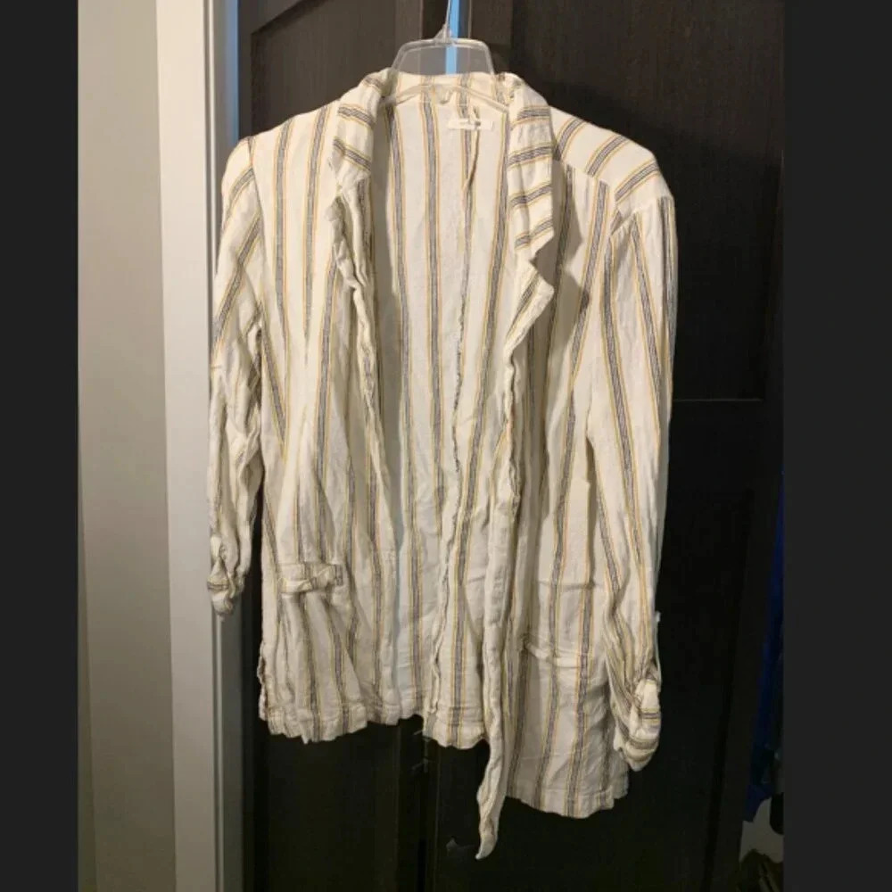 Maurices Linen Blazer - Cream, Yellow & Black